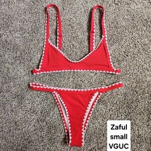 Zaful Red and White Bikini Set